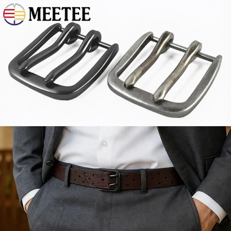 1/2 Pezzi Fibbia in Metallo a Doppio Perno 40mm per Cinture da Uomo, Jeans, Regolatore di Vita per Capi d'Abbigliamento, Gancio per Cucito Fai da Te, Accessori in Pelle