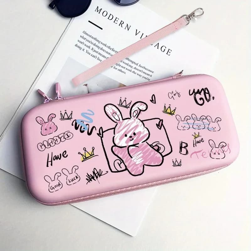 Sacchetto di immagazzinaggio del coniglio del fumetto per Nintendo Switch OLED custodia di protezione rosa anticollisione Lite borsa di immagazzinaggio del Controller di gioco
