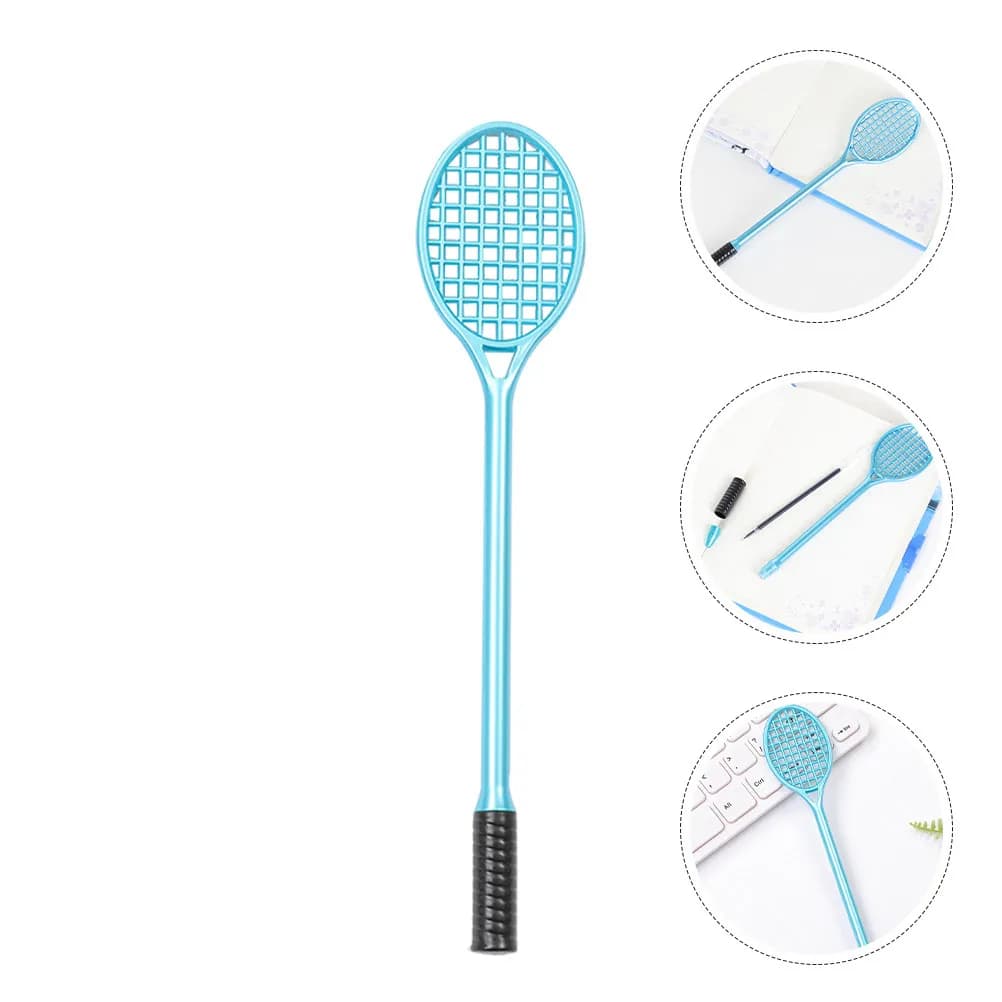 2 Pens Shaped Gel Tennis Rack, Black Ink, Ergonomics and Subtles, for Office, School, Writing, Drawing, Sketches, Creative Gifts