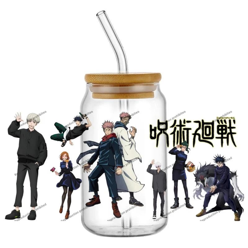Hotsale 30 Jujutsu Kaisen Popular Anime 16oz UV DTF 3D Transfer Cartoon Sticker Wrap Decals For Glass Can Cup Craft DIY Creative