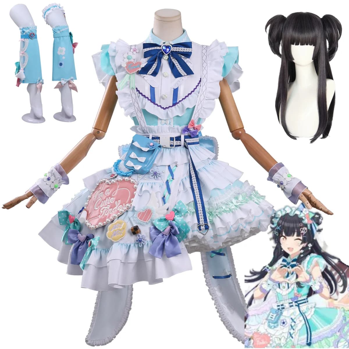 Cosplay Costume The Idolm@ster Shiny Colors Mayuzumi Fuyuko, Wig, Blue Lolita skirt, Dress for Women's Halloween Dress