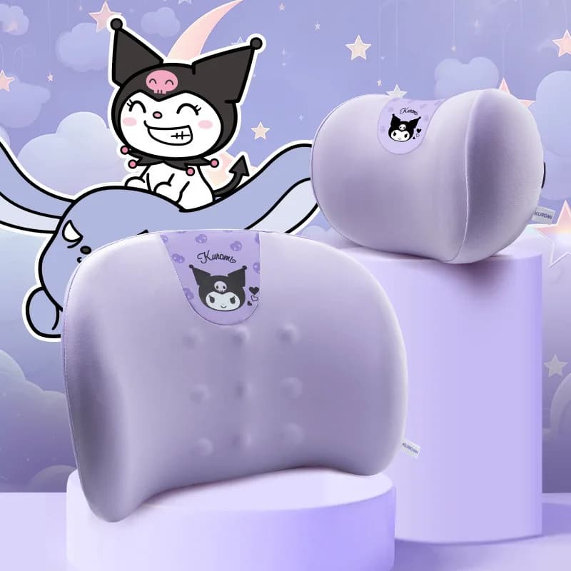 Cuscino per il collo in memory foam Kuromi per auto, cuscino di protezione per la schiena, cuscino lombare, cuscino per poggiatesta auto