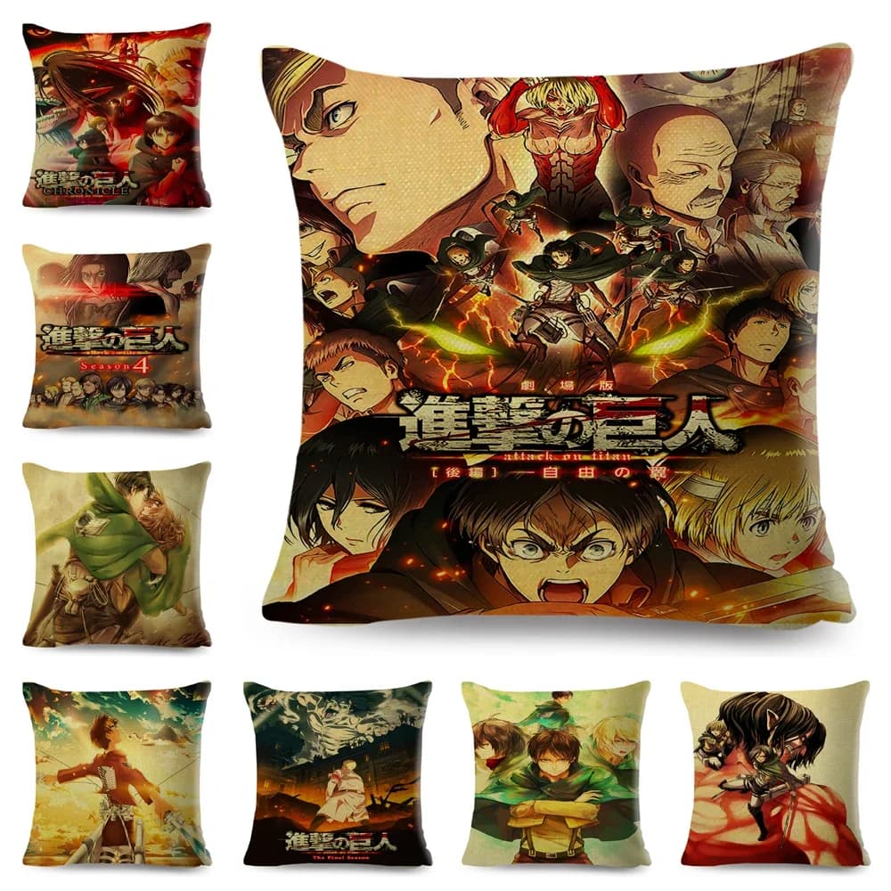 Attack on Titan pillow lining Decor Cartoon Japanese anime print pillowcase for sofa home auto pillowcase 45x45cm