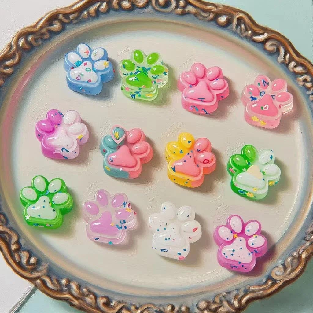 10 Pezzi Mochi Squishy a Forma di Zampa di Gatto, Giocattolo Antistress Morbido e Glitterato, Fidget Portatile per il Relax Quotidiano