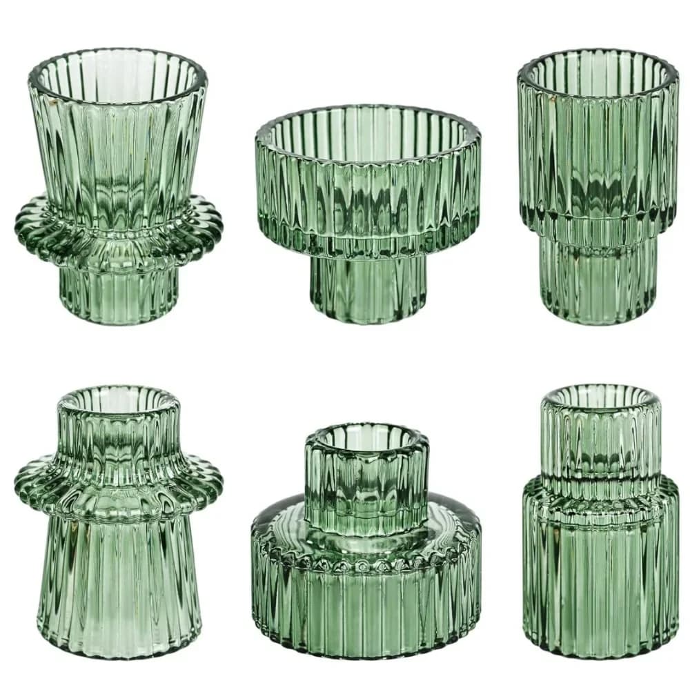 Conical glass candle holder Small and short votive candle holder Boho for table centerpiece, wedding decorations and dinners