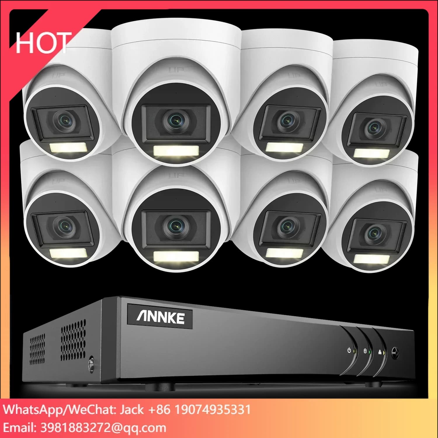 Sistema di Telecamere di Sicurezza ANNKE 3K 8ch con 8 Telecamere Audio, Visione Notturna e Rilevamento Movimento DVR CCTV Telecamera a Torretta