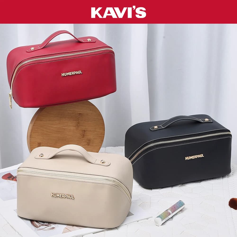 Organizer per trucco di lusso in morbida pelle per donna Custodia per cosmetici da viaggio Custodia per trucco da donna Elegante borsa da toilette