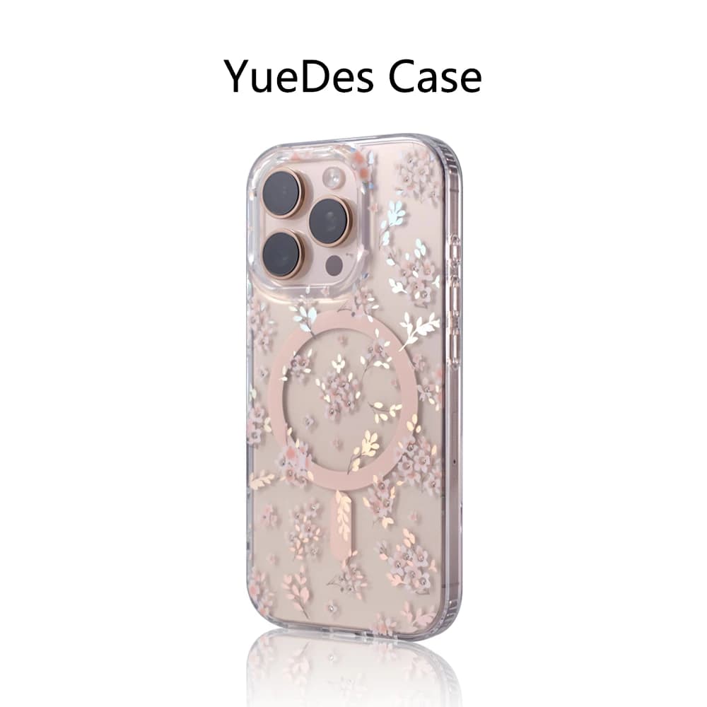 Custodia per telefono trasparente con motivo floreale Aurora laser per iPhone 17 16 Pro Max 15 14 16 per copertura trasparente con ricarica wireless MagSafe