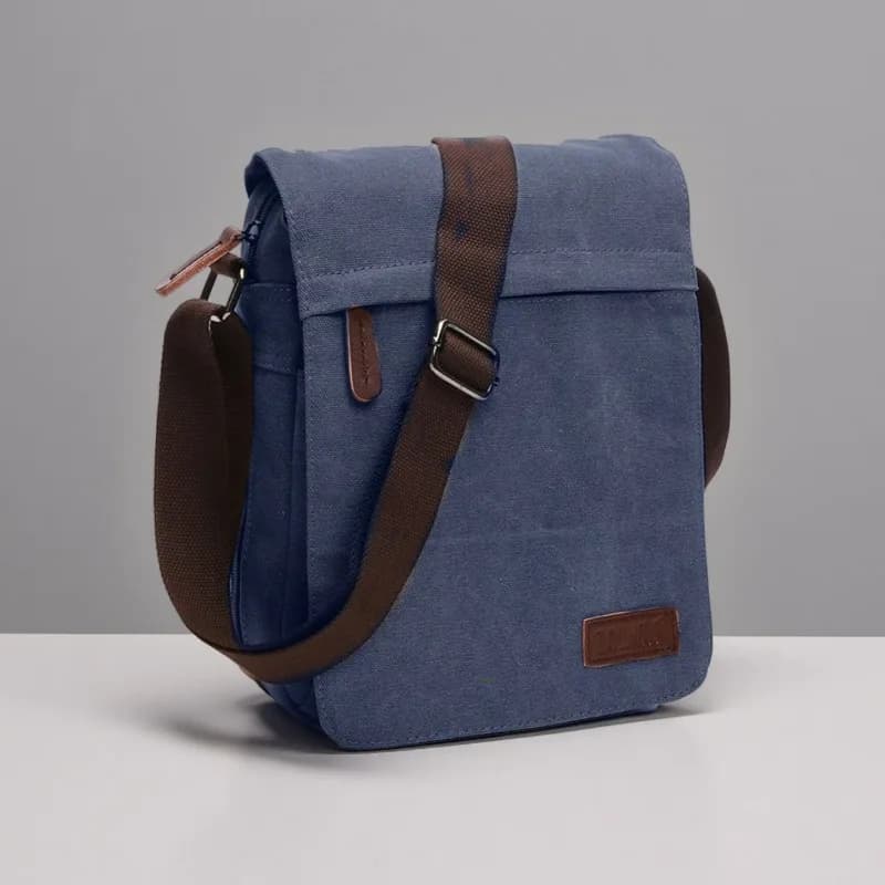 1pcs Men's Canvas Crossbody Bag Outdoor Laptop Shoulder Bag Casual Business Briefcase