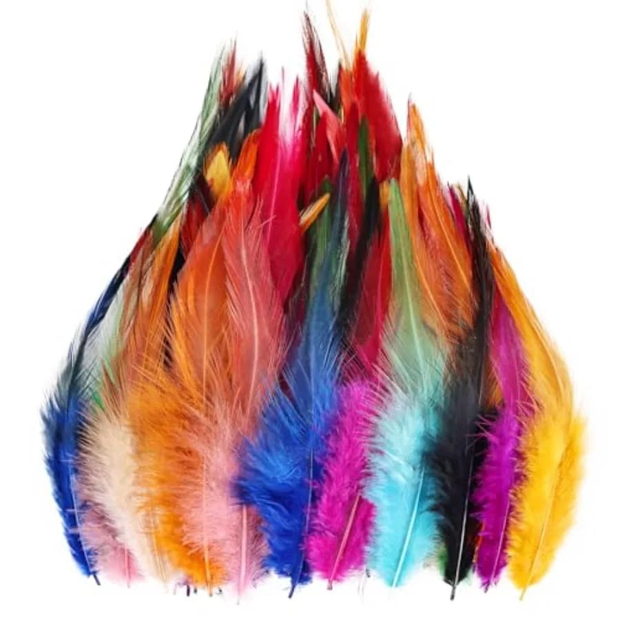 120pcs 5-7" Feathers for Crafts Saddle Hackle Feather Rooster Feathers Bulk for Wedding Home Party, Dream Catcher Supplies and