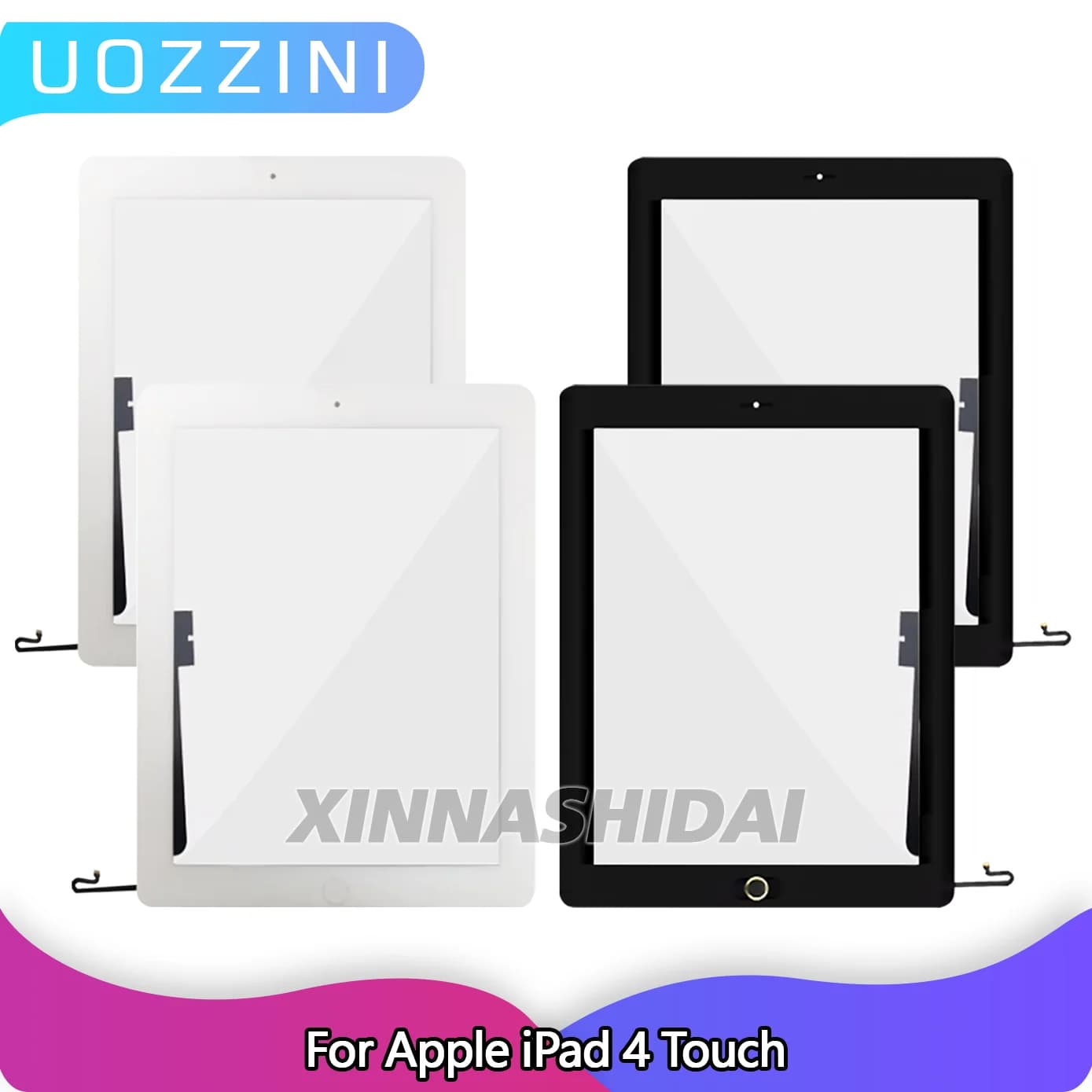 Per iPad 4 4a generazione Touch Screen A1458 A1459 A1460 9.7 "TouchScreen Digitizer Pannello frontale in vetro di ricambio con pulsante chiave