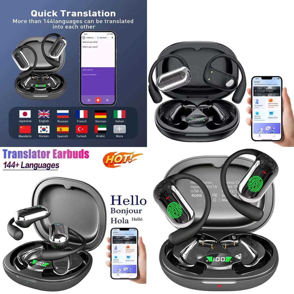 Auricolari Wireless con Chiamate Nitide e 144 Lingue AI Online, Cuffie OWS con Traduzione AI per Viaggi e Affari, Prodotti di Tendenza