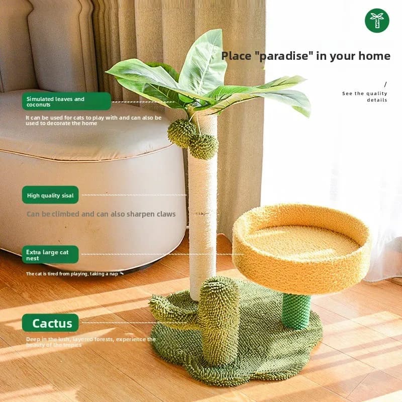 Coconut Tree Cat Climbing Frame, Suitable for All Seasons, Small Pet, Jumping Platform, Grinding Claws, Leisure Toy