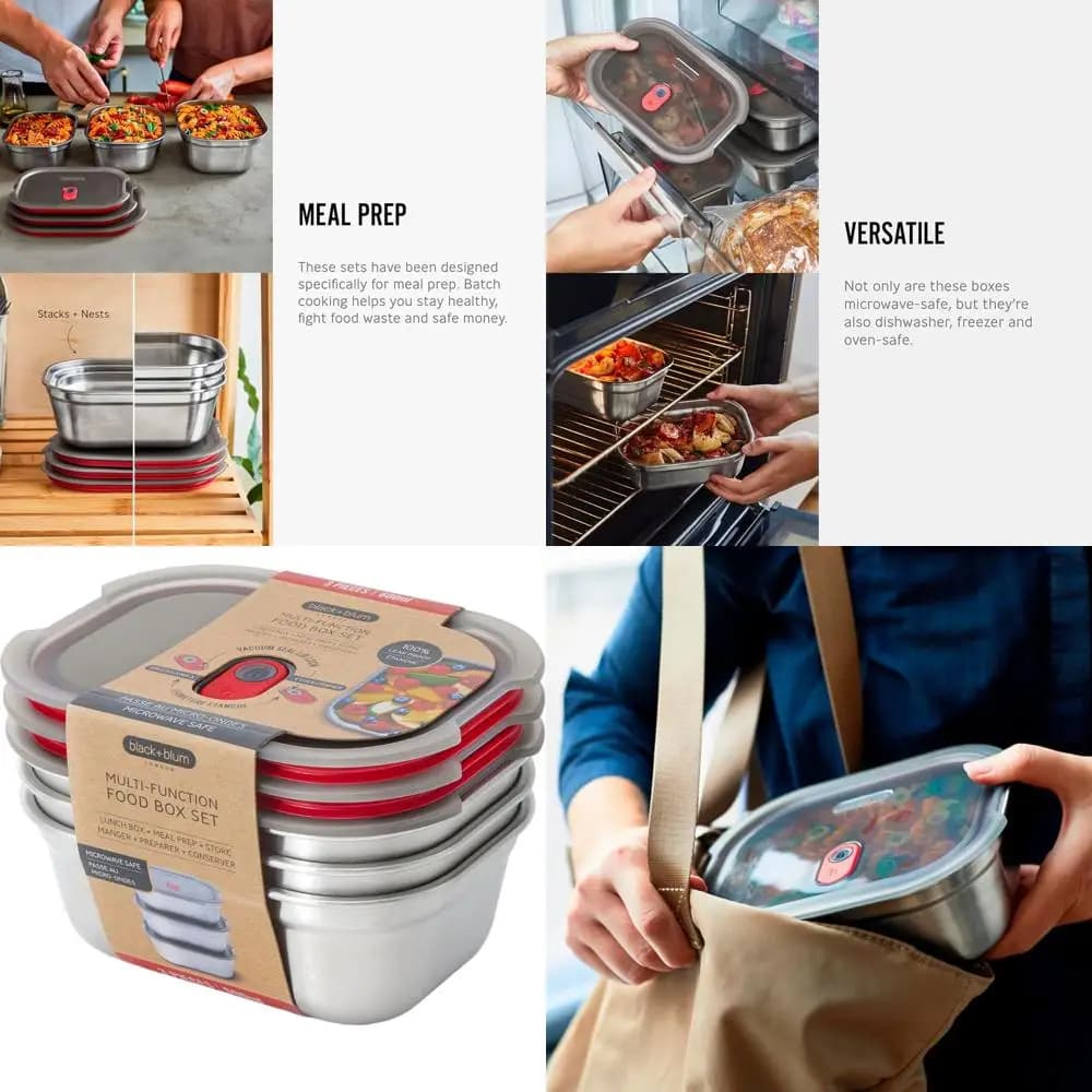 Set riutilizzabile per il pranzo in acciaio inossidabile - Contenitori per la preparazione dei pasti a prova di perdite per picnic, campeggio - 22 once
