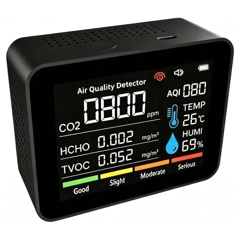 [NEW!A08R】 CO2 Meter 10 In 1 Air Quality Monitor CO2 TVOC HCHO PM2.5 PM1.0 PM10 Smoke Temperature Humidity Detector Detection Fu