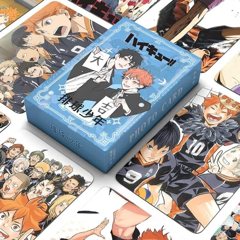 Haikyuu!! Carte Mini Laser Shonen Volleyball 50 pz, Scatola di Carte Periferiche Anime ad Alta Definizione con Personaggi dello Stesso Stile, Cartoline LOMO