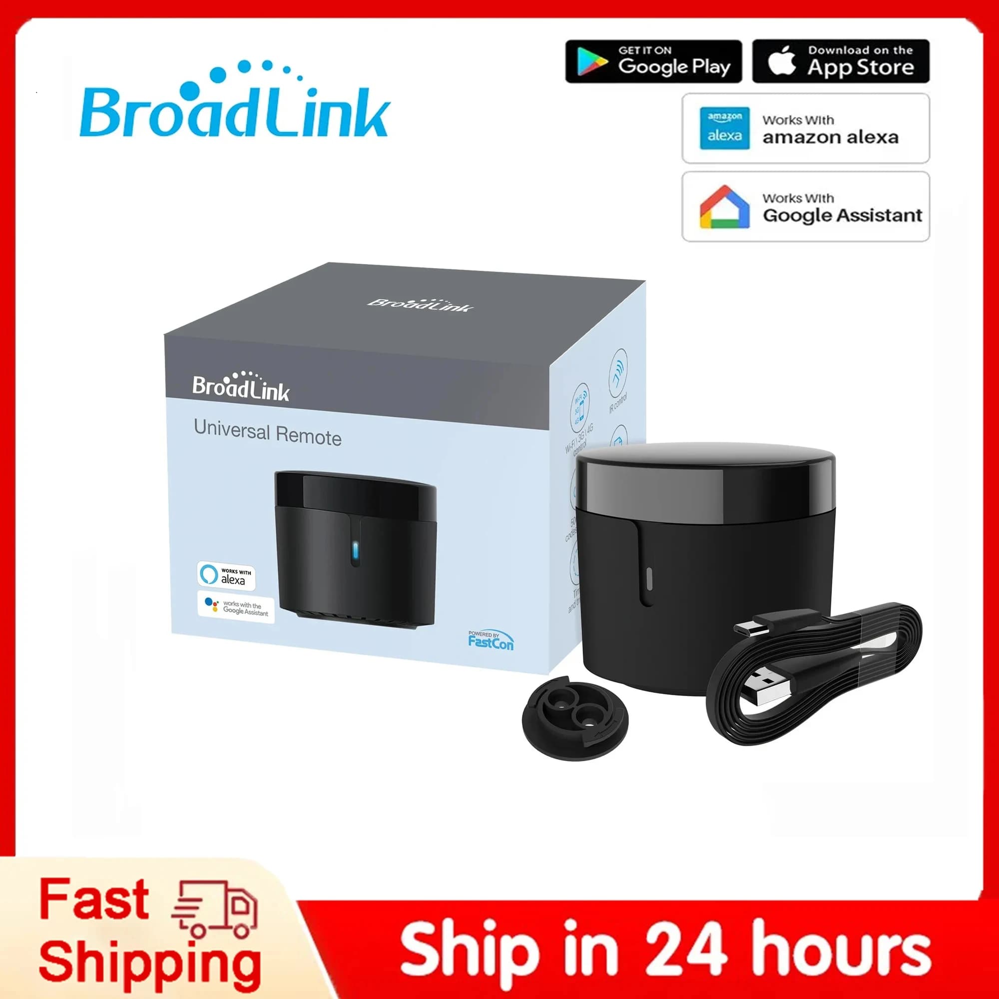 Broadlink RM4 Mini Universal Smart Remote Control IR Audio Video Smart Home WiFi Remote Controls Work with Google Home Alexa
