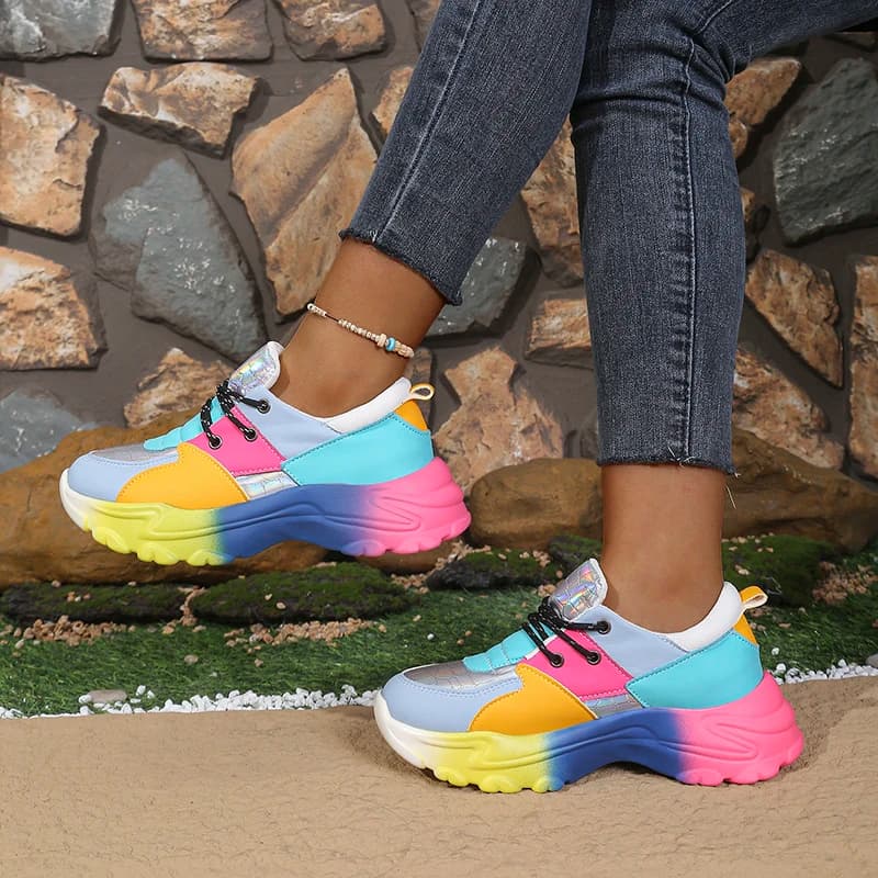 Sneakers da Corsa per Donne, Scarpe Firmate alla Moda e Colorate, Comode Scarpe Casual con Lacci, Sneakers Femminili con Plateau per Esterni