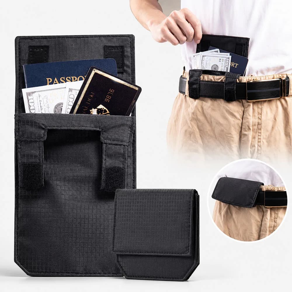 Hidden Travel Belt Wallet Mini Waist Pouch Passport Cash Card Holder Waterproof ID Document Storage Bag for Casual Outdoor EDC