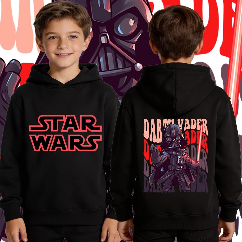Star Wars Darth Vader Fleece Hoodie for Boys Casual Pullover Kids Hooded Sweatshirt Spring Autumn Streetwear