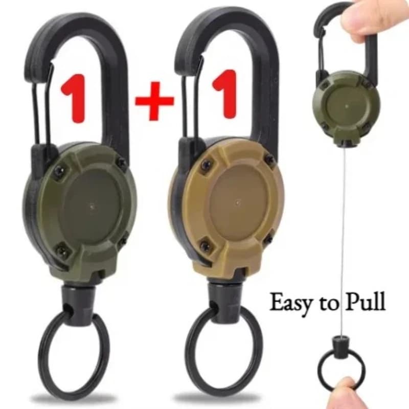 1/2 Pieces Metal Retractable Keychain with Elastic Corda and Buckle Easy to Pull, Retractable Sports Keyring Ring
