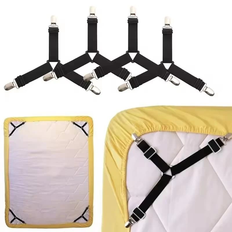4 pz/set Lenzuolo di Fissaggio Titolare Gadget per Lenzuolo Organizzatore Coprimaterasso Clip per la Casa Cinghie Elastiche Clip Regolabili