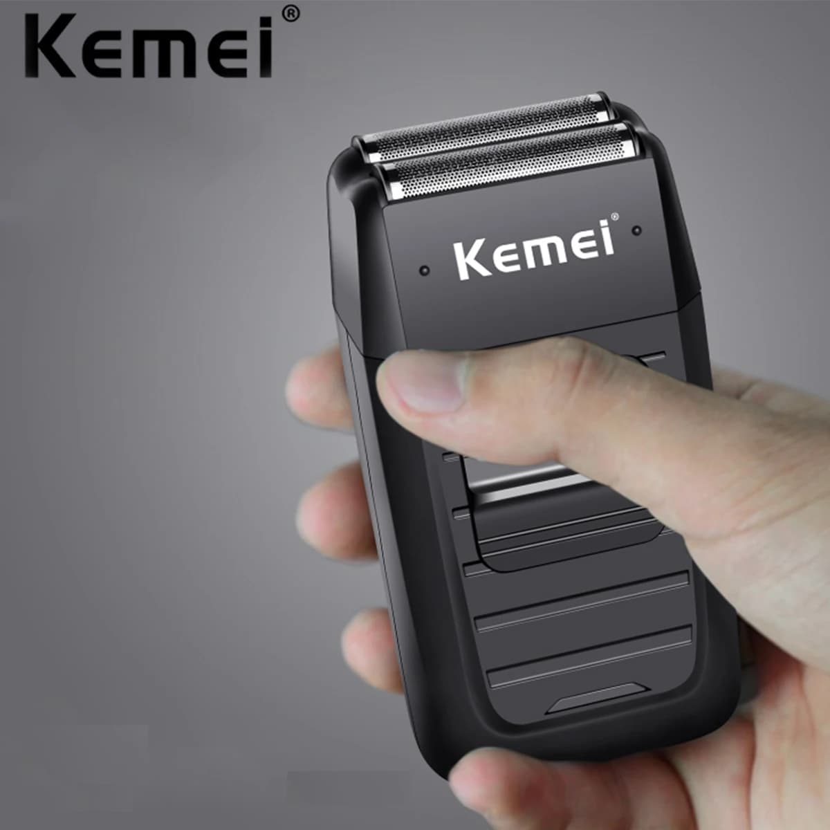 Kemei Professional battery shaver with double stainless steel blades, alternative cutting system, facial hair cutter for men's beard