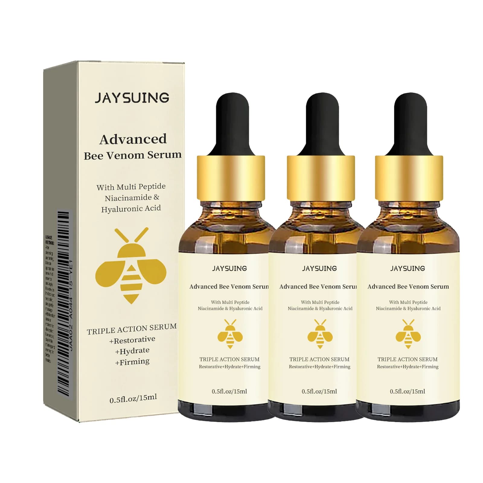 1/2/3pcs Bee Veil Serum Faced Essence Reduction of Rugs Natural Skin Strength Collagen Booster Hyaluronic Acid Essence