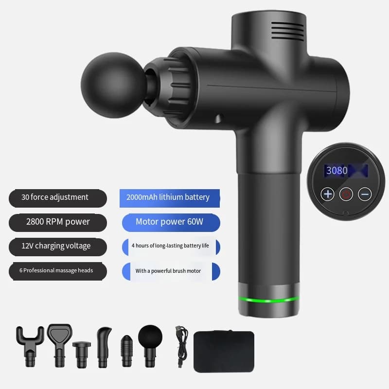 Pistola per massaggio fasciale elettrico Tessuti profondi Muscolo del corpo Rilassamento Sollievo dal dolore Riduzione del rumore Display LCD per fitness collo schiena gamba