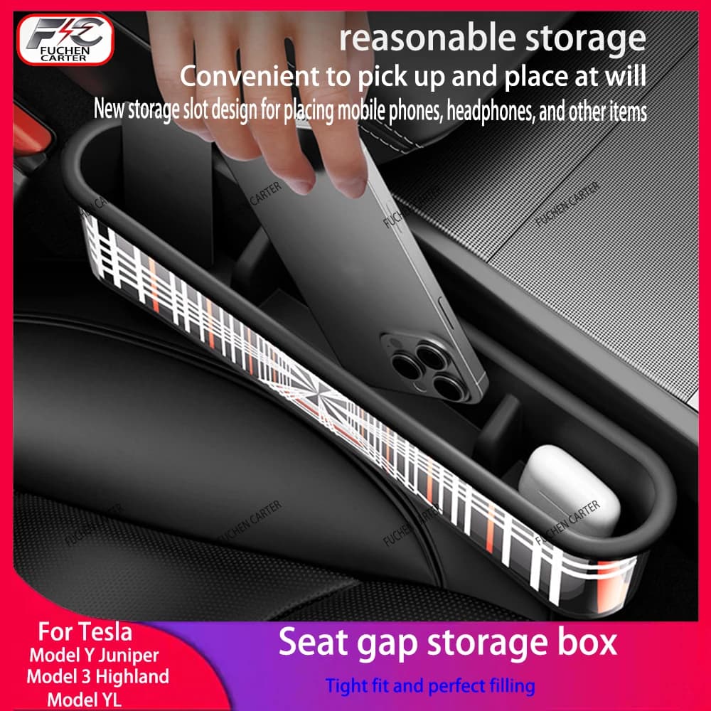 For Tesla New Model 3/Model Y Juniper: Storage box for the compartment between the seats, fills the spaces between the seats, card holder and phone, car accessories for leak proof