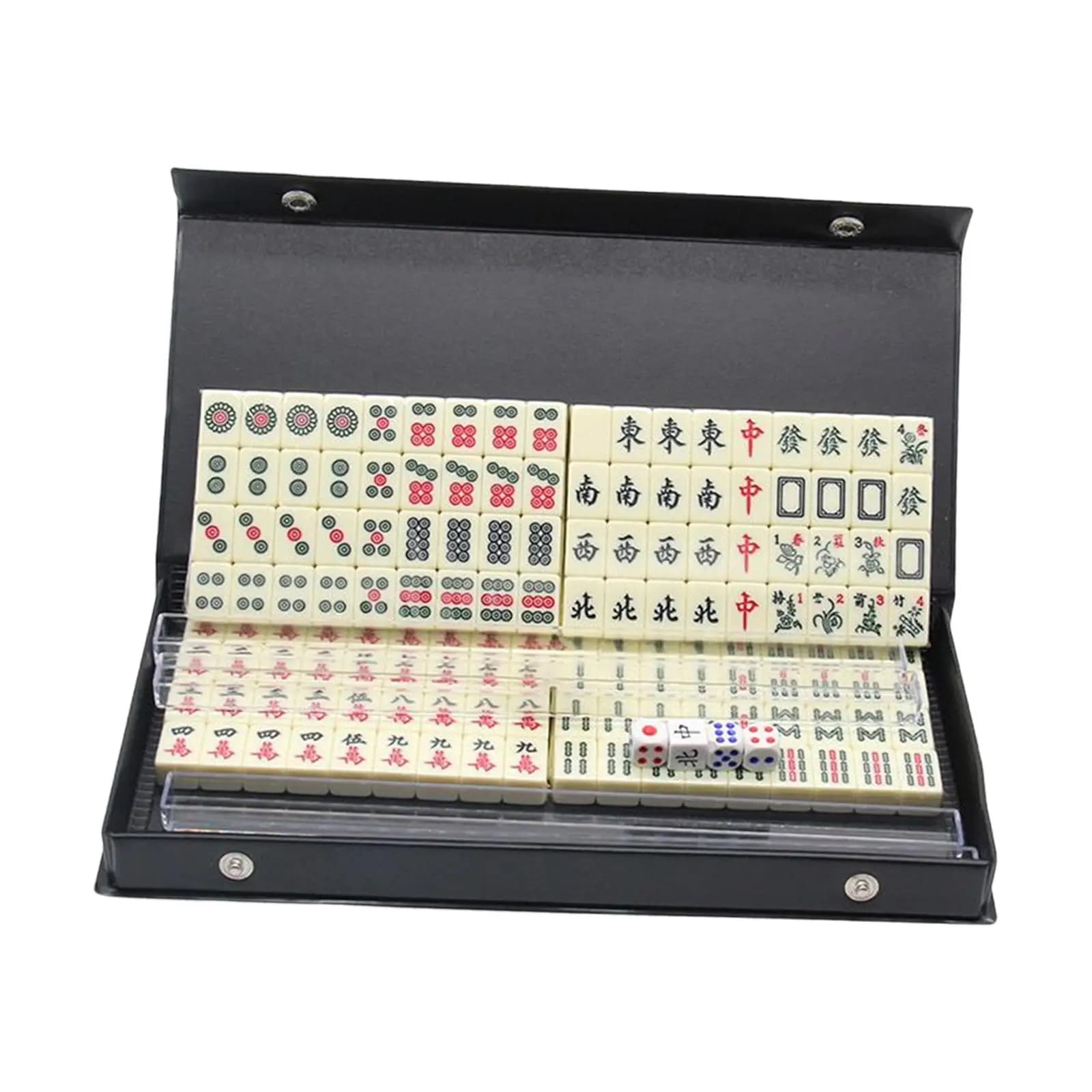Mahjong Portatile con 144 Tessere e Dadi, Set Classico di Giochi di Cartelle Cinesi per Feste