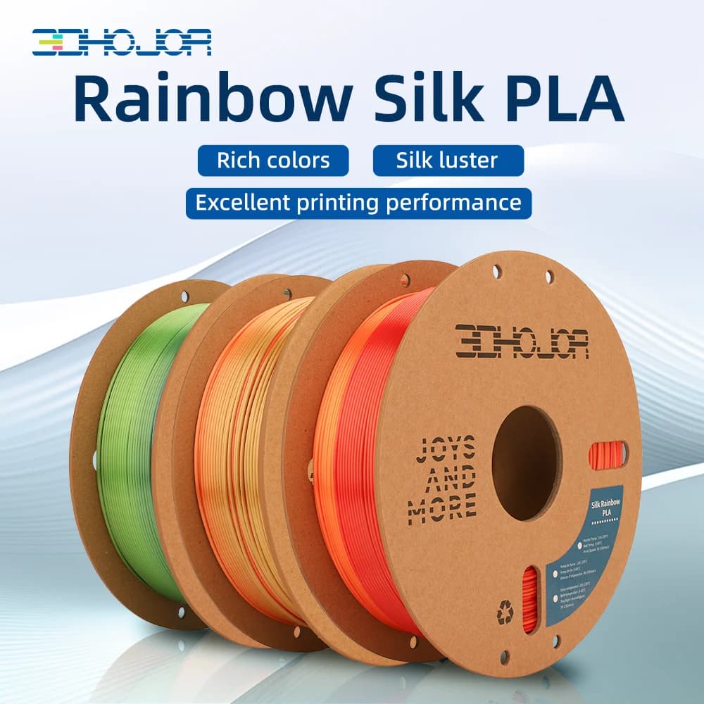 3DHOHOR 3D Filament Rainbow Silk PLA For Bambu Lab 1.75mm 1KG Rainbow Silk Printer 3D Extensive 3D Silk Filament