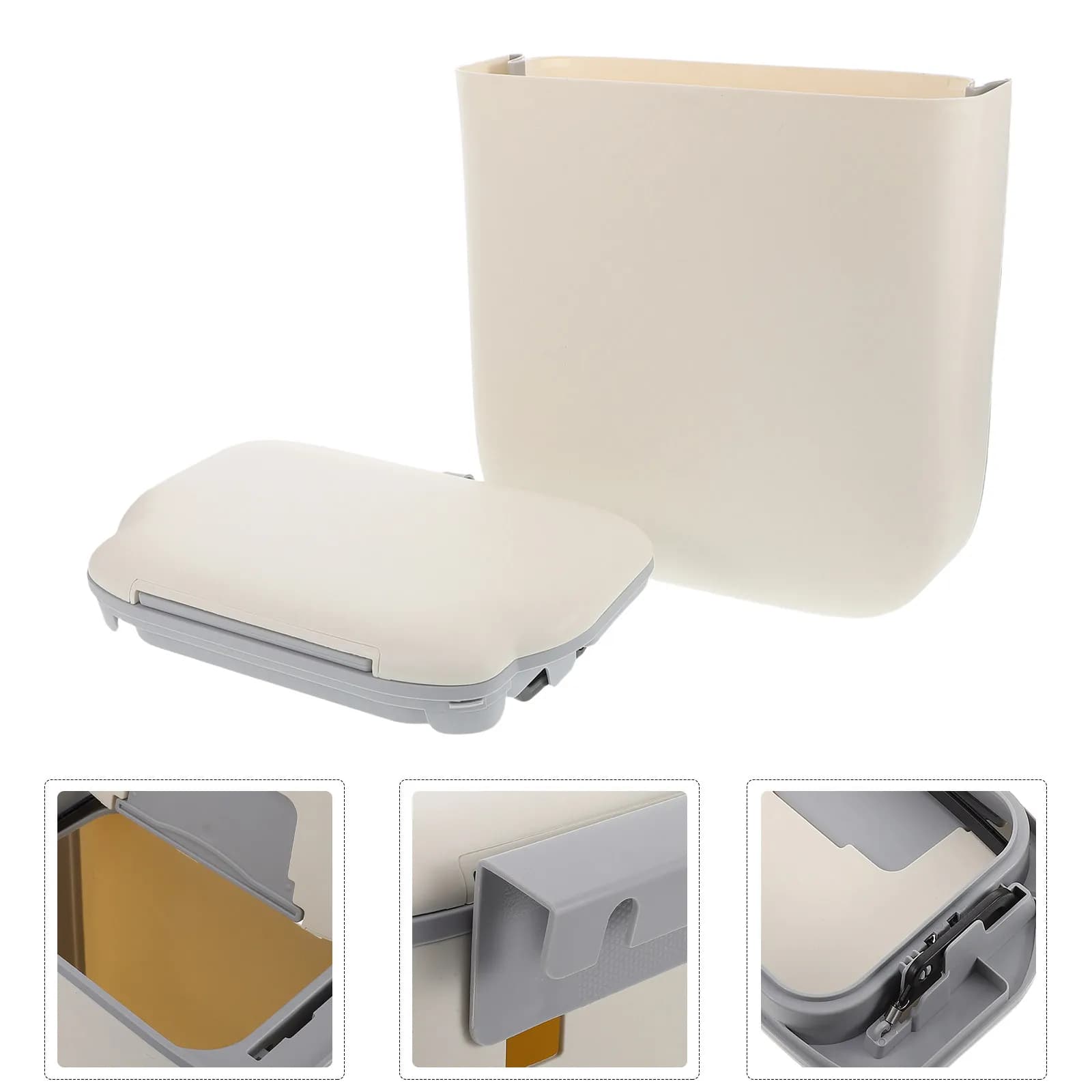 Cestino Pieghevole Sospeso con Coperchio per Cucina, Bagno, Camper, Camera da Letto - Salvaspazio, da Montare Sotto il Lavello o a Parete, in Plastica