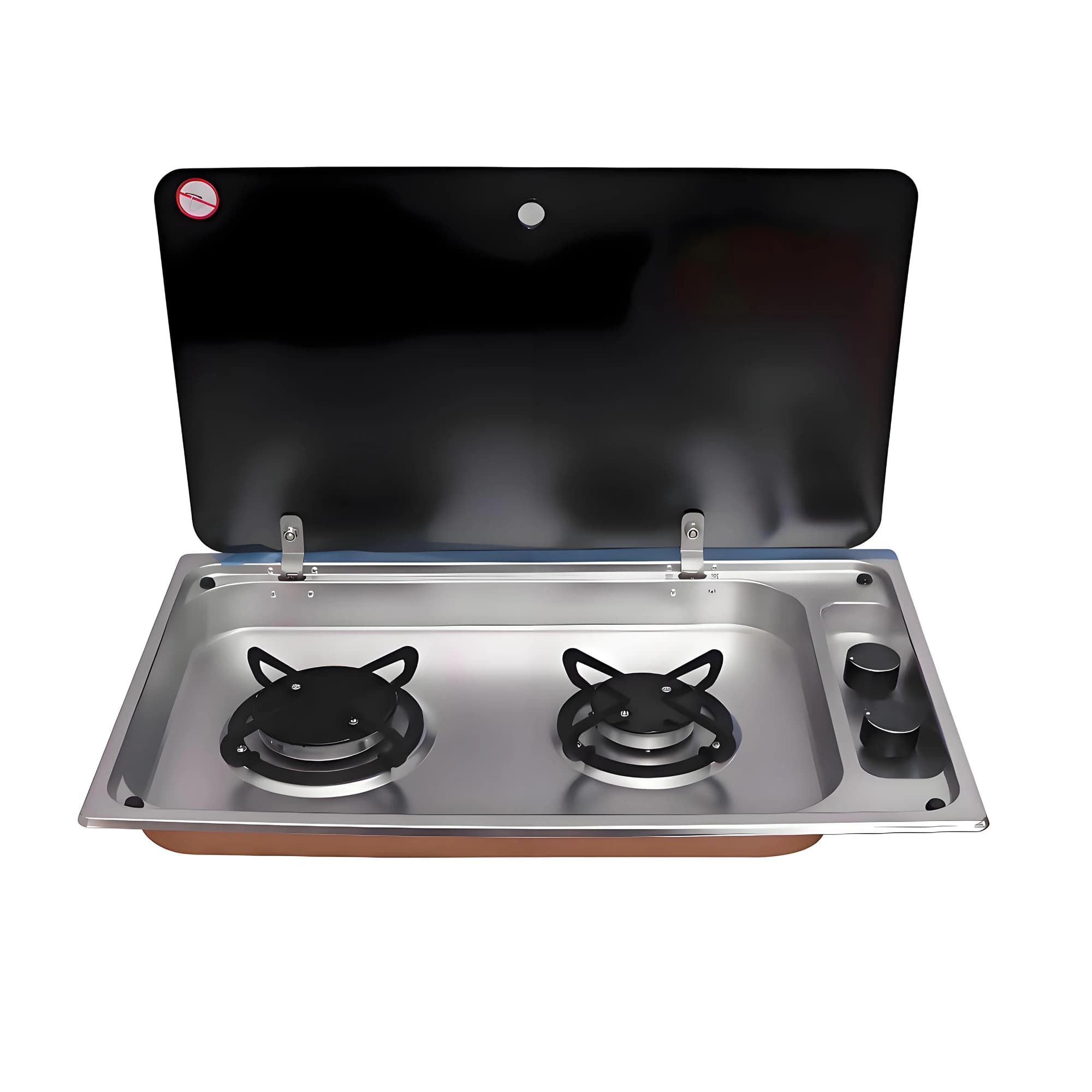 Lavello per camper a 2 fuochi in acciaio inossidabile 304 con coperchio fornello a gas da cucina per campeggio all'aperto camper roulotte yacht barca fornello