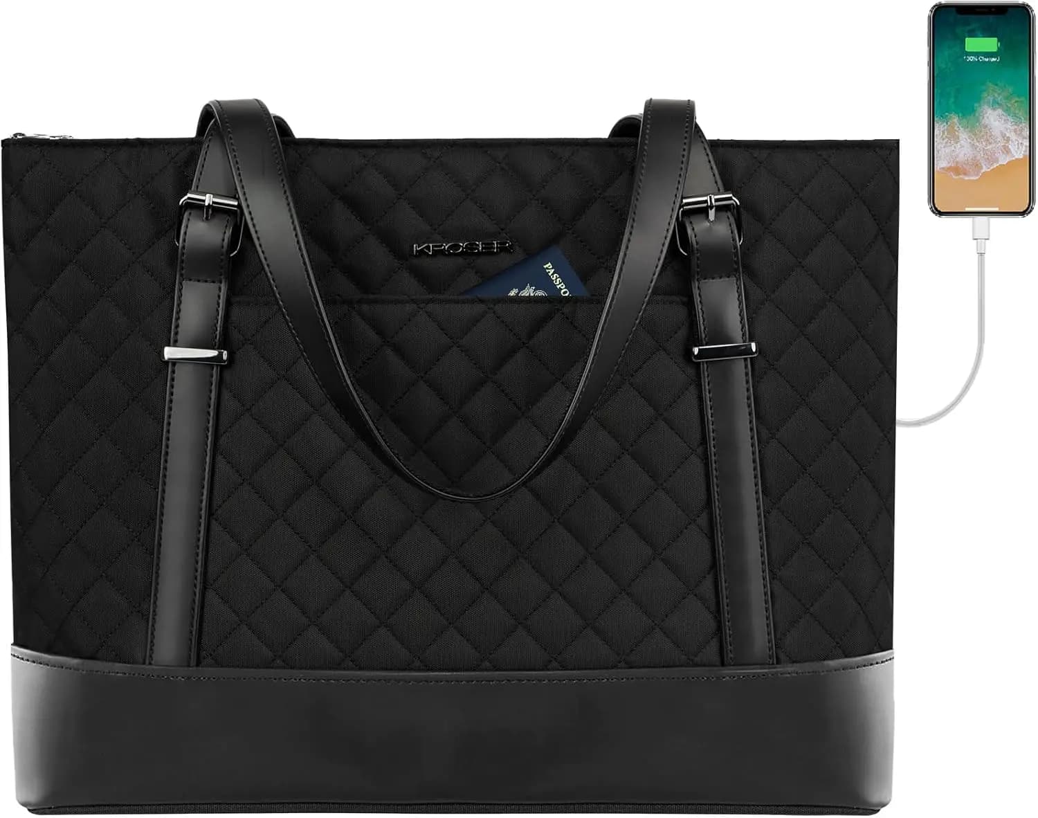 Borsa per Laptop 15.6 Pollici con Porta USB, Grande Borsa da Lavoro a Tracolla per Computer, per Donne, Porta PC