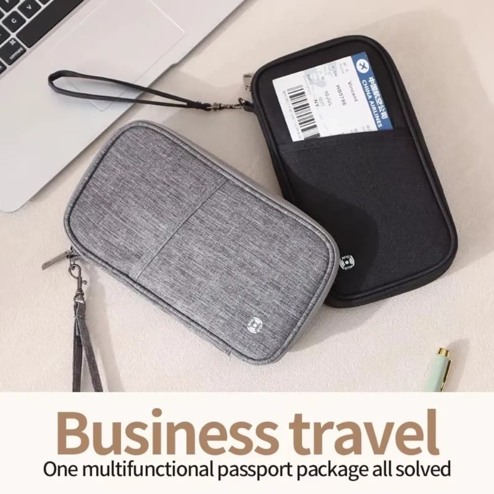 RFID Blocking Passport Holder Wallet Oxford Cloth Credit Card Case Document Case Cover Document Bag Multi Functional