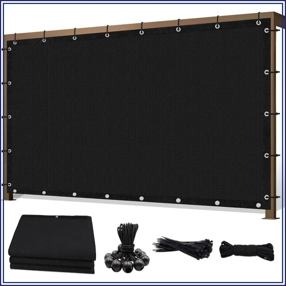 10x10ft 90% shade for Patio, Black Cover for Pergola, Privacy screen, UV protection, External curtain