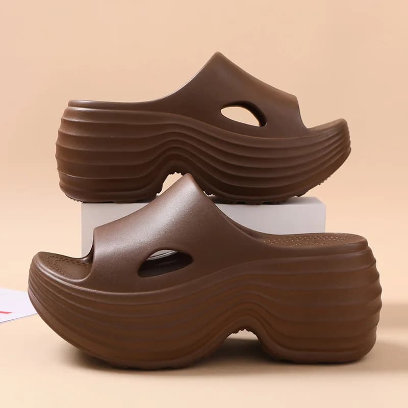 Nuove Ciabatte Donna 2026 con Zeppa e Plateau, Suola Spessa in EVA, Antiscivolo, Punta Aperta, Scarpe Estive per Spiaggia e Casual Outdoor