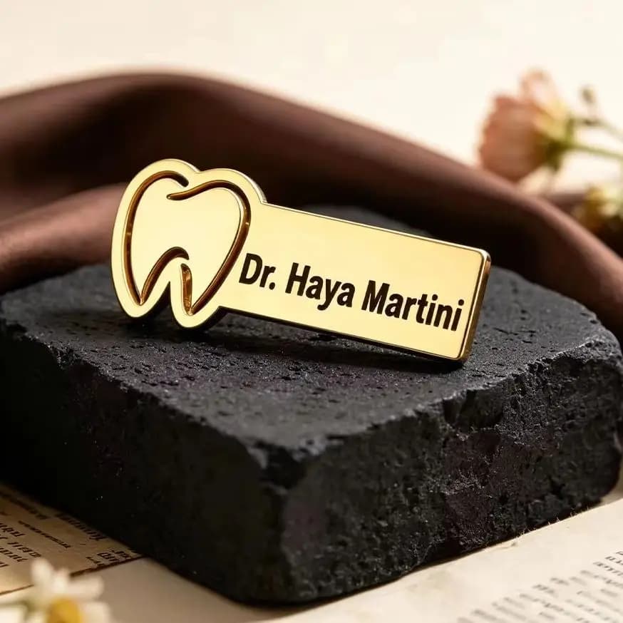 Custom Laser Engrave Name Brooch Stainless Steel Durable Badge Ornament Perfect Gift For Doctor Nurse Hospital Uniform Accessory
