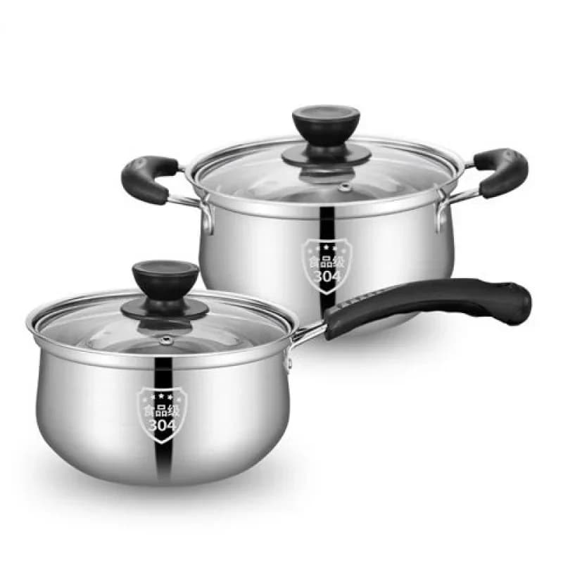 Kitchen 304 steam pot in stainless steel pot for milk pots for soup non-stick pan with glass lid cookware