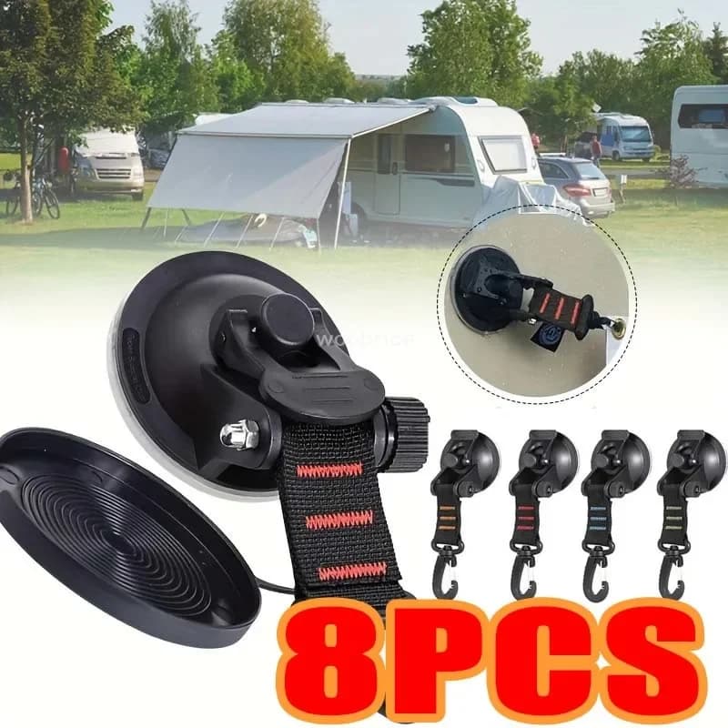1/8 Pcs Car Tent Suction Cups Outdoor Camping Rope Powerful Suction Cup Buckle Side Tarps Tent Suckers Anchor Securing Hook