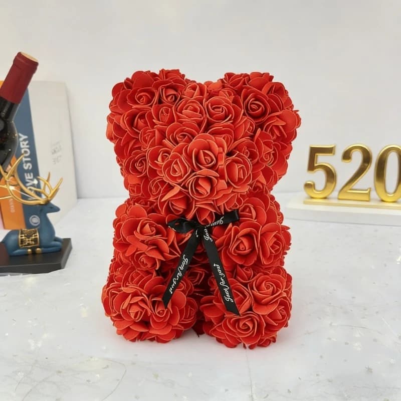Orsetto di rose artificiali eterni per la mamma, regali per la festa della mamma, compleanno, San Valentino, anniversario e decorazioni artificiali per la stanza