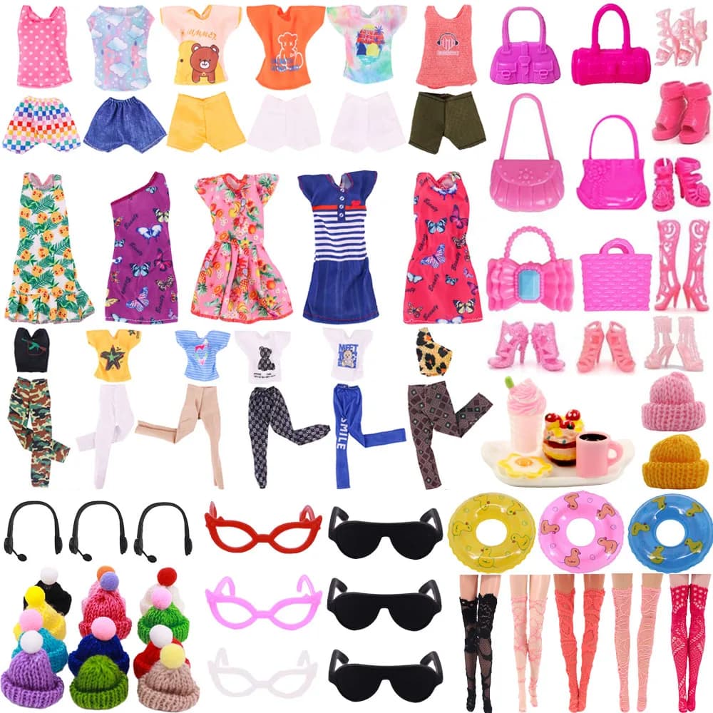 5 pezzi vestiti per bambole per 30 cm accessori per bambole gioielli occhiali auricolari abito da principessa per Babi 11.8 pollici 28 cm 1/6 BJD casa delle bambole