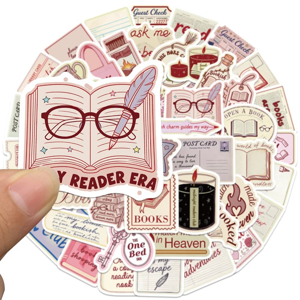 10/30/50pcs Reading Books Graffiti Stickers Aesthetic DIY Notebook Diary Laptop Vintage Reading Book Decoration Sticker Packs