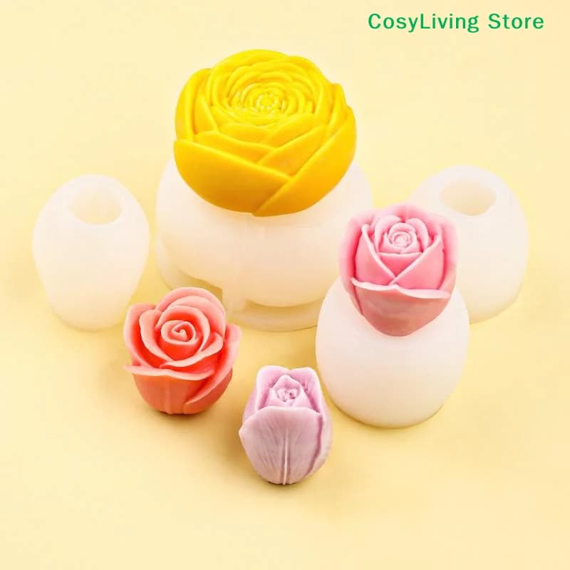 1Pcs Handmade DIY Flowers Tulip Rose Silicone Mold Scented Candle Plaster Resin Molds Cookies Chocolate Candy Baking Tool