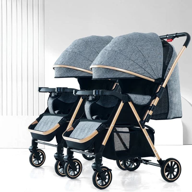 Passeggino gemellare staccabile per secondo bambino, può sedersi o sdraiarsi, passeggino pieghevole per bambini da uscire