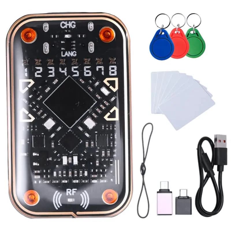 【RECOMENDAR】 Duplicatore NFC Camaleonte V2.0 125Khz 13,56Mhz RFID Lettore di chip intelligente Emulatore Decodificatore di schede 3Xcuid Portachiavi + 7Xuid Ca