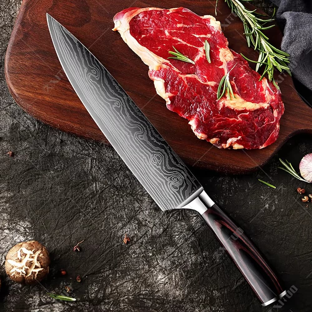 XITUO stainless steel kitchen knives set Japanese chef knife Damascus steel Pattern Utility Paring Santoku Slicing knife Health