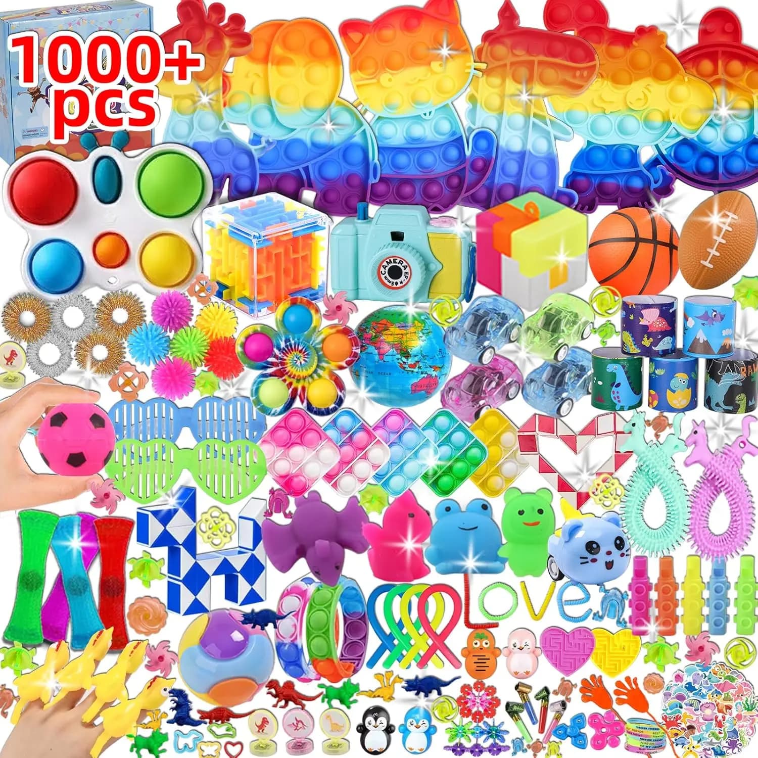 1000 Pezzi di Giocattoli Antistress per Bambini, Ideali per Regali di Compleanno, Regalini, Scatole del Tesoro e Premi di Carnevale