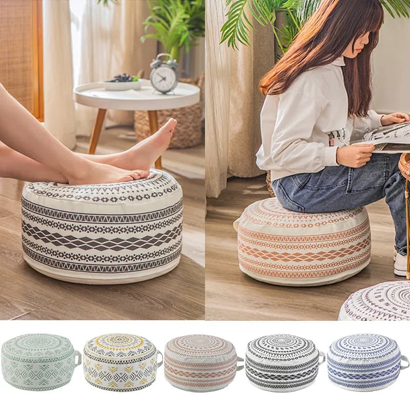 Bohemian Style Meditation Cushion Cover Homestay Tatami Moroccan Pouf Cover Unstuffed Ottoman Cotton Footstool Futon Home Decor